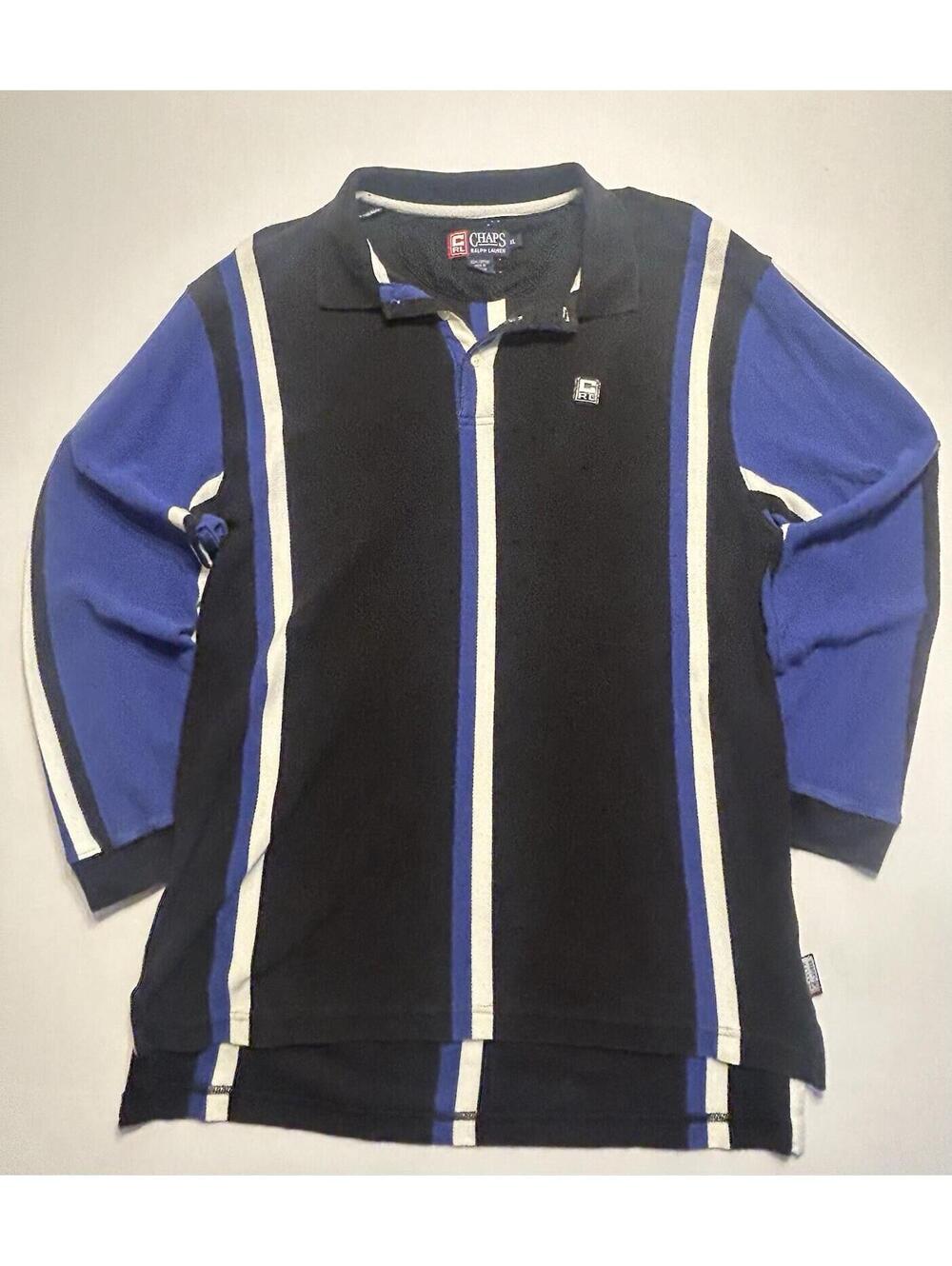 Chaps Ralph Lauren Polo Shirt Long Sleeve Striped Mens XL